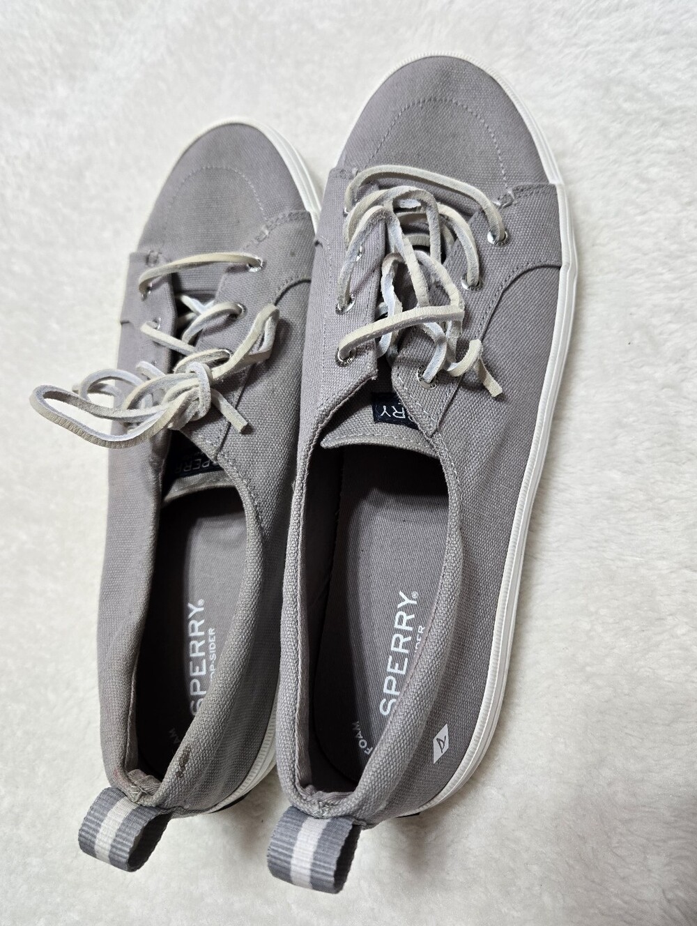 Sperry Women's Crest Vibe Linen Gray Canvas Sneakers GUC Size: 12